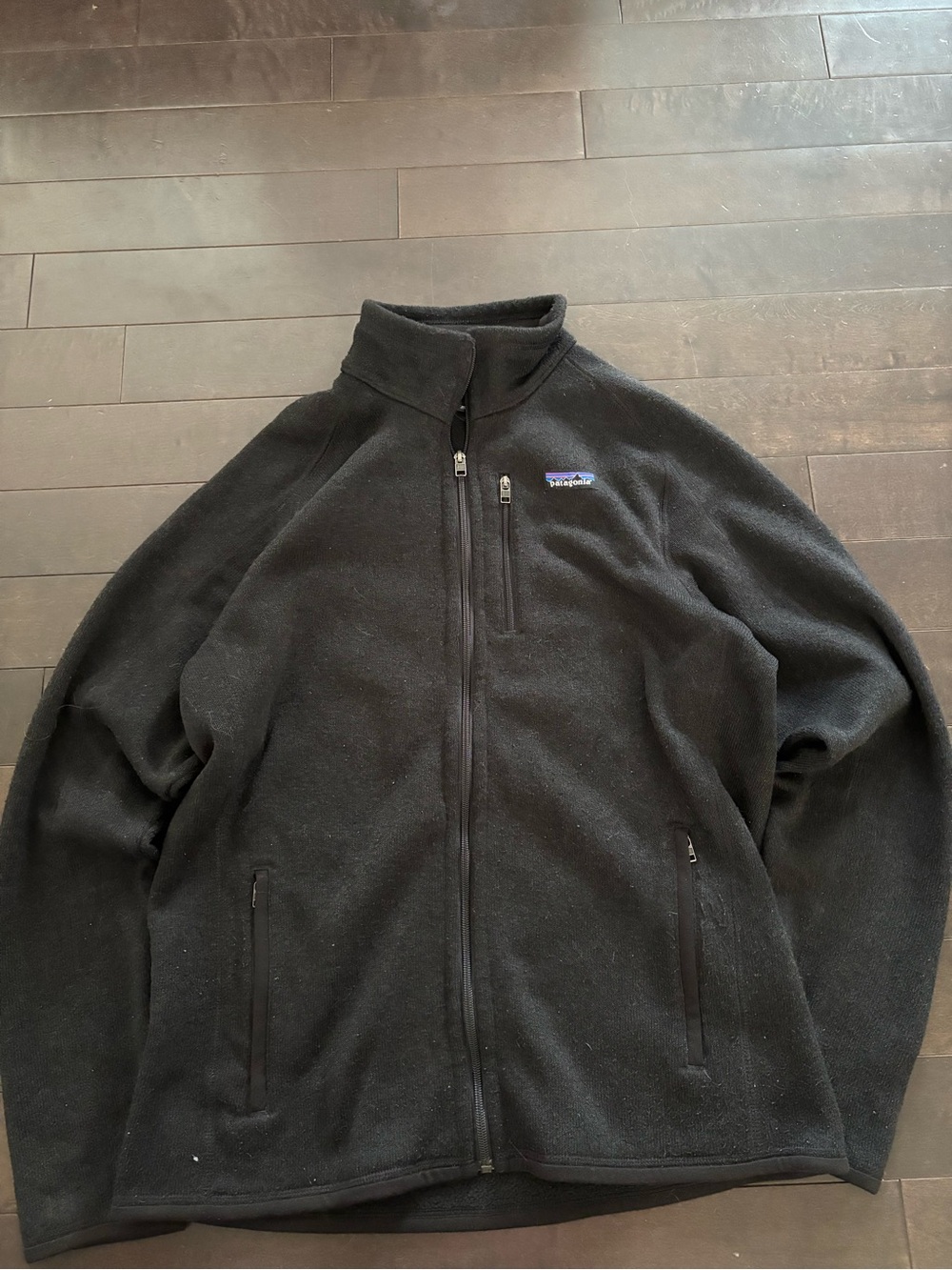 Patagonia Black Zip-Up Fleece with Logo Patch
